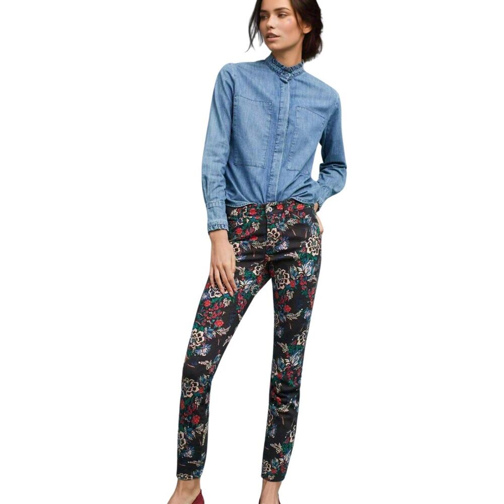 Pilcro Anthropologie Womens Floral Skinny Jeans Stretch Low Rise Size 25